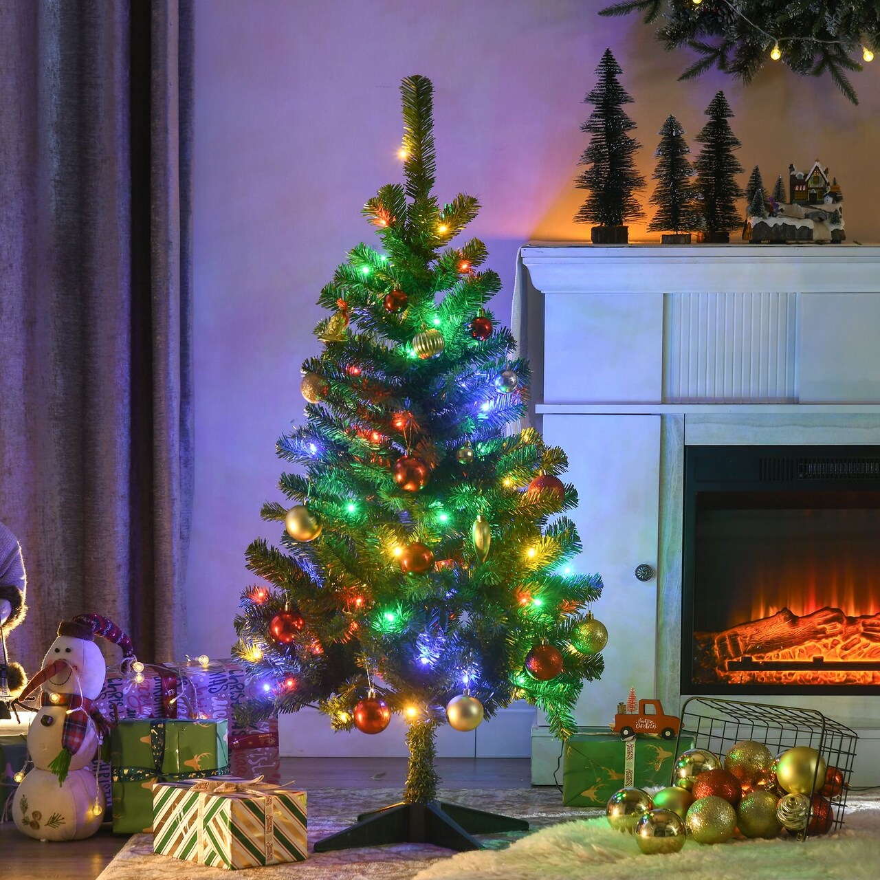 Edge Collections - 4' - Green - Prelit Artificial Christmas Tree with LED Lights - 1 Piece
